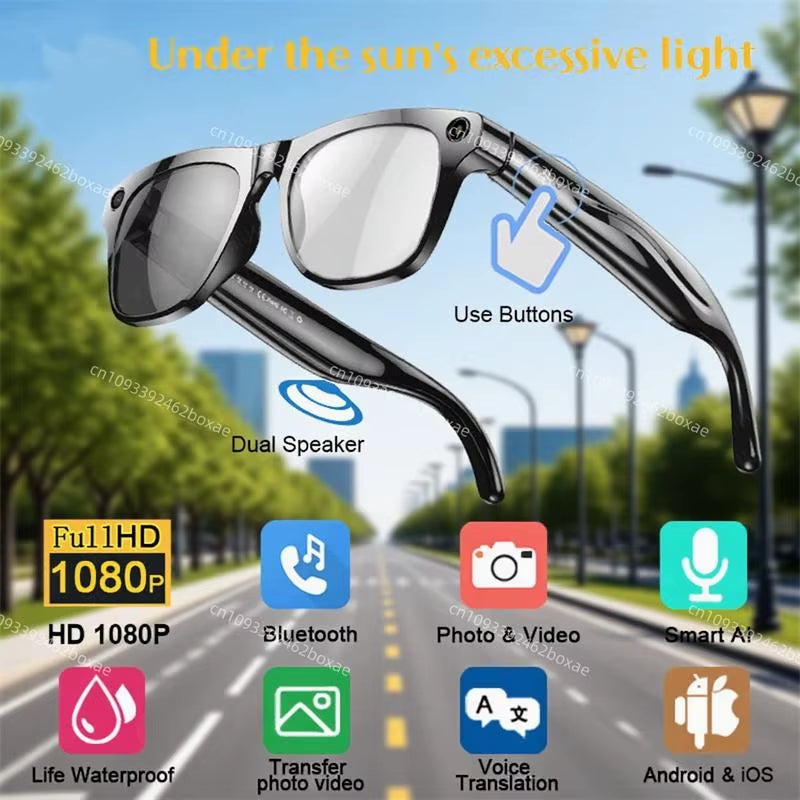 1080P HD AI Smart Glasses GPT 100MP Camera Bluetooth Call DVR Video 260Mah Battery Voice Assistant Control Smart Glasses