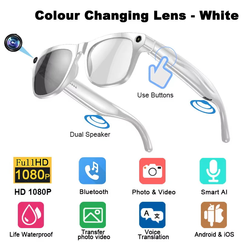 1080P HD AI Smart Glasses GPT 100MP Camera Bluetooth Call DVR Video 260Mah Battery Voice Assistant Control Smart Glasses