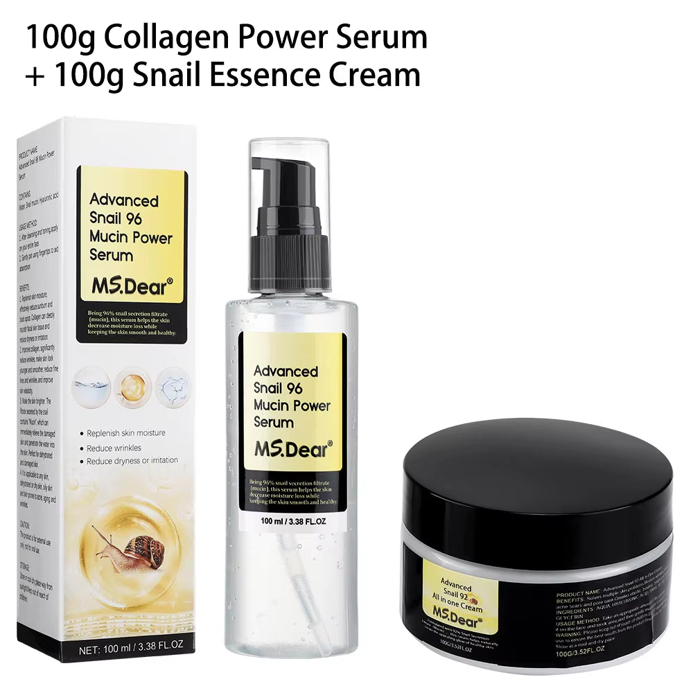 Snail Collagen Face Cream / Repair Essence Hydrating Moisturizing Fade Dark Spots Anti-Aging Facial Serum Cream Korean Skin Care