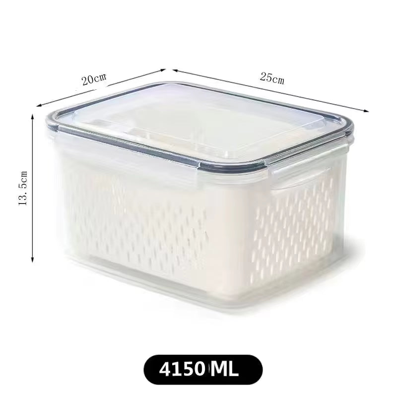 Refrigerator Storage Box Fridge Organizer Fresh Vegetable Fruit Boxes Drain Basket Storage Containers Pantry Kitchen Organizer