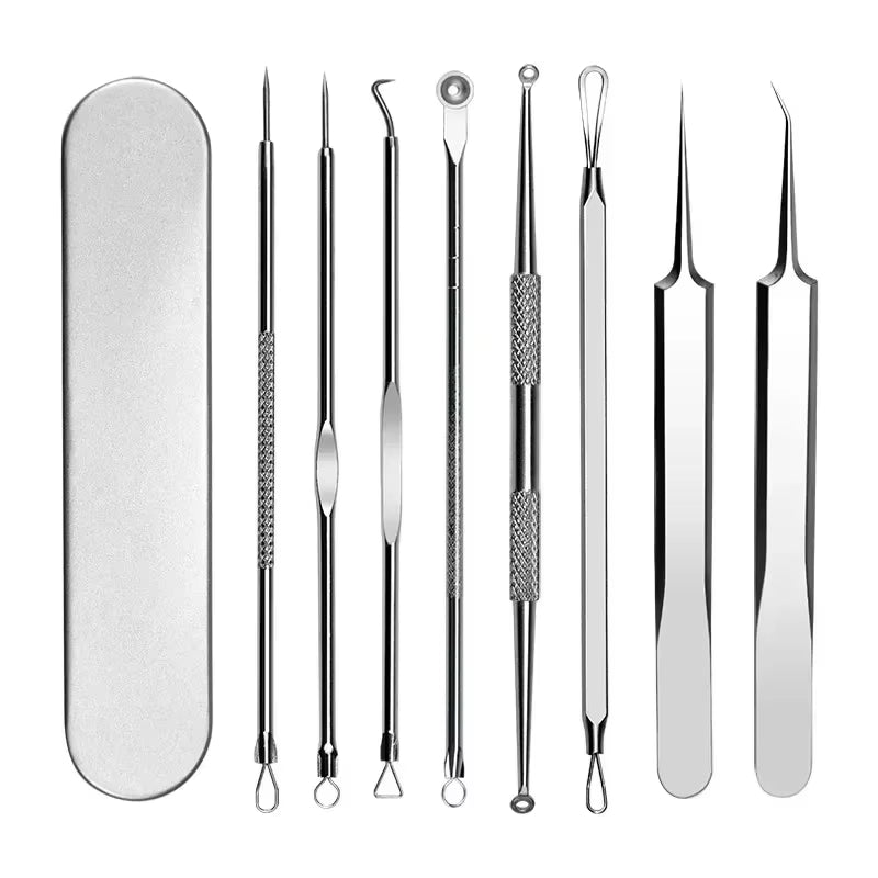 11PCS Acne Blackhead Removal Needles Kit Cell Pimples Blackhead Clip Tweezers Comedone Blemish Extractor Face Skin Beauty Gift