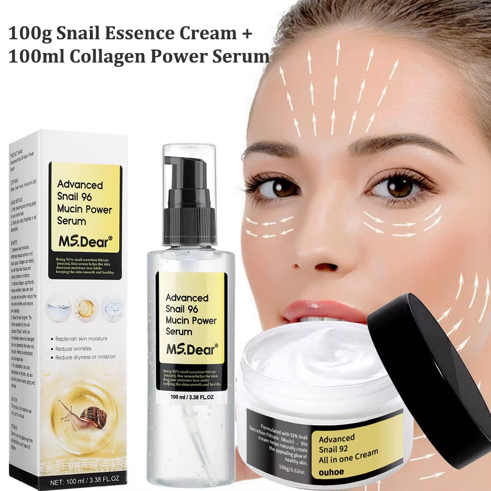 Snail Collagen Face Cream / Repair Essence Hydrating Moisturizing Fade Dark Spots Anti-Aging Facial Serum Cream Korean Skin Care